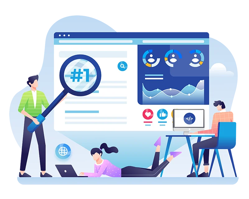 SEO Dashboard showing organic traffic growth and analytics